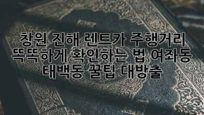 🚗 창원 진해 렌트카 주행거리, 똑똑하게 확인하는 법! (여좌동, 태백동) 꿀팁 대방출! 🍯